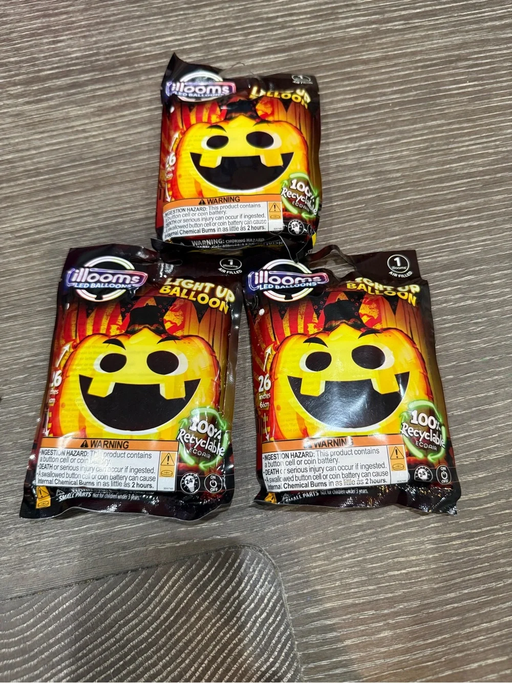 NWT illooms LED Light Up Balloon 26 inches Pumpkin 1 per pack
